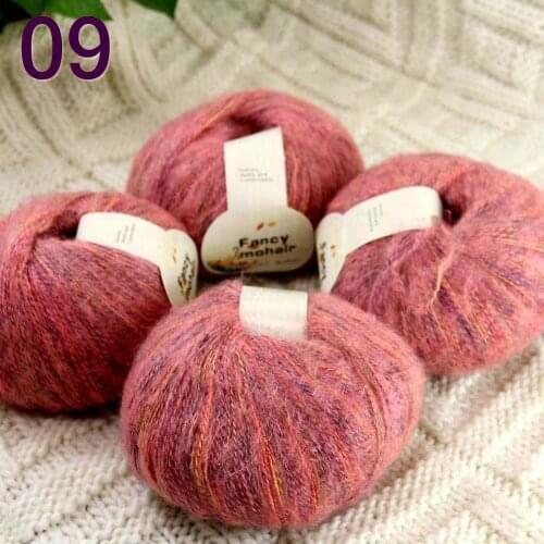 NEW Luxurious Soft 4balls*50g Crocheting & Knitting MOHAIR wool hand Yarn Knitting Rainbow Purple 823-09-4