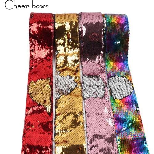 Wholesale 3" 75mm Sequin Ribbon DIY Hairbows Accessories Holiday Decorations Materials Apparel Sewing Ribbon Wedding Party Decor