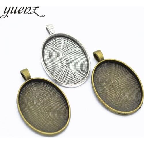 YuenZ 5pcs 2 Colors Necklace Pendant Setting Cabochon Base Tray Bezel Blank Fit 30*20mm Oval Cabochons Jewelry Making C25