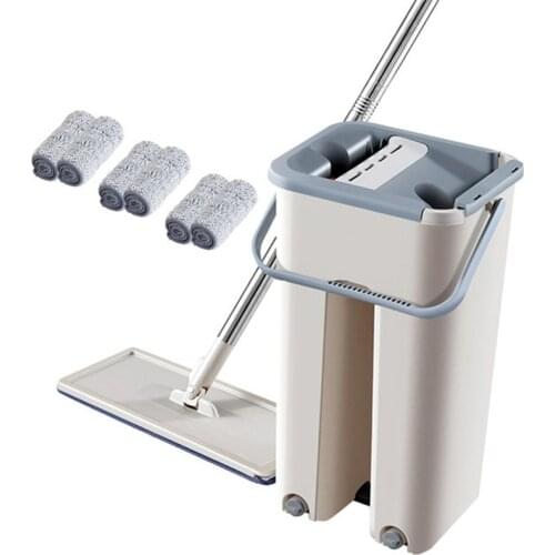 Lazy Free Hand Washing Flat Mop With Bucket 360 Rotating Magic Mop Squeezing Floor Cleaner Mop For Household Cleaning Tool