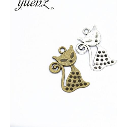 YuenZ 10pcs Antique silver color Cat Charms Pendant jewelry findings for DIY Fit Bracelet&Necklace Accessories,Zinc Alloy D9192