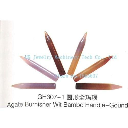 6pcs/lot agate burnisher wit bamboo handle round Gold and Sliver Burnisher Polishing Agate Knife