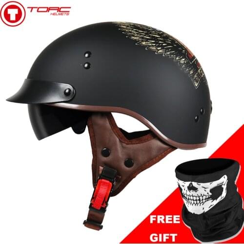 TORC Vintage Motorcycle Helmet Retro Motorbike Half Helmet Scooter Jet Capacete De Motocicleta DOT Casco Moto T55