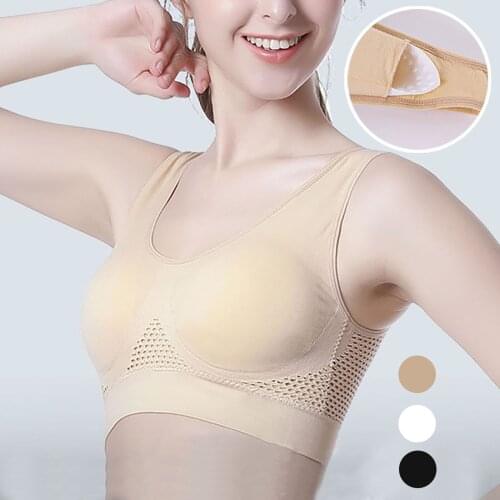 Sexy Women Bras Solid Seamless Underwear Push Up Women Sports Underwear Hollow Mesh Breathable Hole Large Size Bra Vest