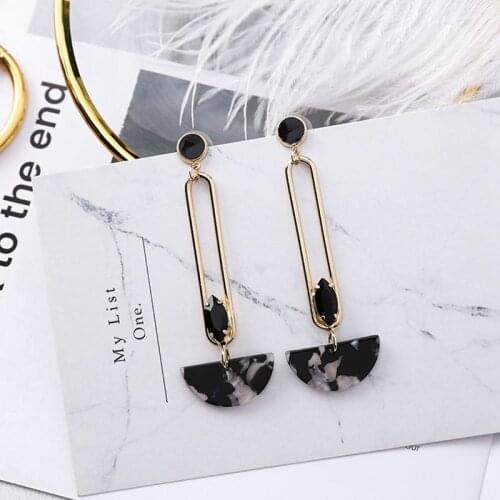 New Leopard Stitch Pin Net Hot Long Earrings Acrylic Pendant Oval Personalities Ear Jewelry 2019 Fashion Trendy Cool Punk Style