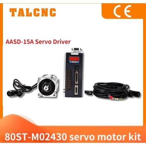 750W 3A AC Servo Motor 3000RPM Single-Phase 80ST-M02430 AC Servo Motor + Servo Motor Driver