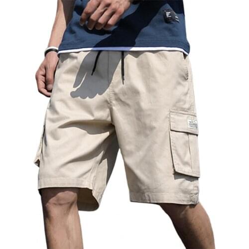 Shorts Men Summer Fashion Multi-Pockets Solid Color Knee Length Wide Leg Cargo Shorts Streetwear Casual Male Summer Clothing