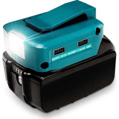 Newest LED light with USB Charging Adapter For Makita BL1815 BL1830 BL1840 BL1850 1415 14.8-18V Tool battery Freeshippig