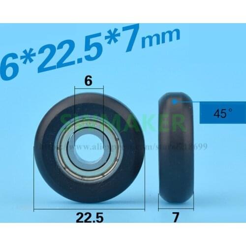 SWMAKER 6*22.5*7 nylon bag rubber bearing pulley 3 d printers oubiao 20 CNC engraving machine aluminum track wheel