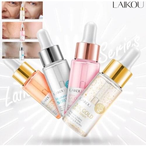 LAIKOU 15ML Serum Japan Sakura Essence Anti-Aging Hyaluronic Acid Pure 24K Gold Whitening Vitamin C Ordinary Skincare Face Serum
