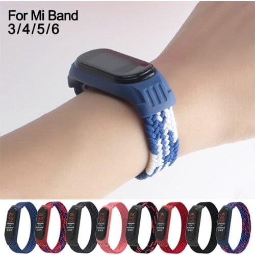 Comfortable Braided watch Strap for Mi band 5 Nylon Bracelet Solo Loop pulseira Wristband for xiaomi Mi band 4 3 6 watch belt