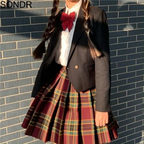 Japanese Jk Suit Jacket Girl Spring 2021 Fashion All-match Korean Solid Casual Suit Coat Black Basic Womens Clothing Outerwear