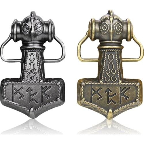 Western Odin Hammer Belt Buckle Northern Europe Viking Mythology King God Weapon Cowboy Man Homemad DIY Jeans Accessories Gift