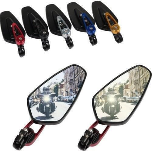 1Pair Motorcycle Accessories 22mm 7/8" Handle Bar End Rearview Mirrors Motor White/Blue Glass Lens Side Rear View Mirrors