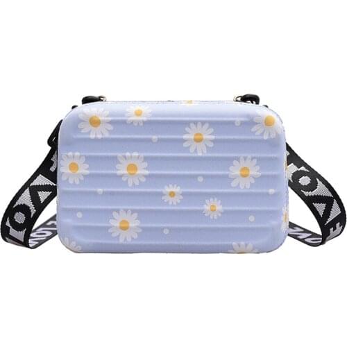Ladies Fashion Daisy Pattern Cosmetic Case Shoulder Bag Women Mini Hard Suitcase Crossbody Bag Portable Wear-resistant Bags