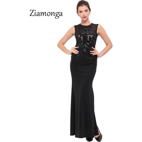Ziamonga Autumn Party Dresses Long 2017 Elegant Slim Lady Trumpet Maxi Dress For Evening Party Prom Wear Vestidos Women Dress