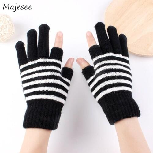 Winter Women Gloves Quality Hot Saled Stretch Stylish Warm Fashionable Striped Cold-Proof Knitted Glove Womens Chic Comfortable