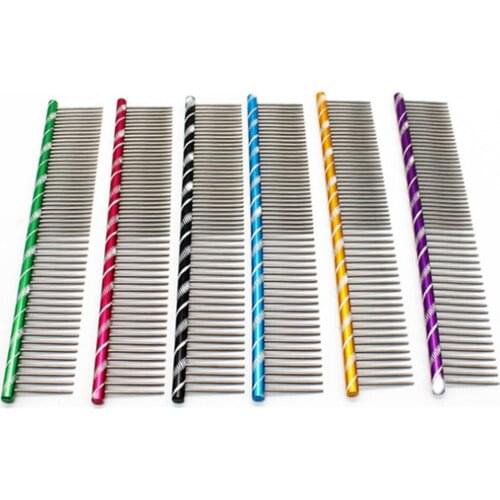 1pc Dog Comb Long Thick Hair Fur Removal Brush Stainless Steel Lightweight Pets Dog Cat Grooming Combs For Shaggy Dogs Barber