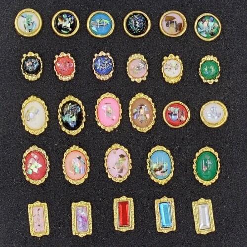 10Pcs/Lot Japanese Nail Art Jewelry Retro 3D Nail Charms Vintage Luxury Nail Art Charms For Manicure Nail DIY Strass Pendant