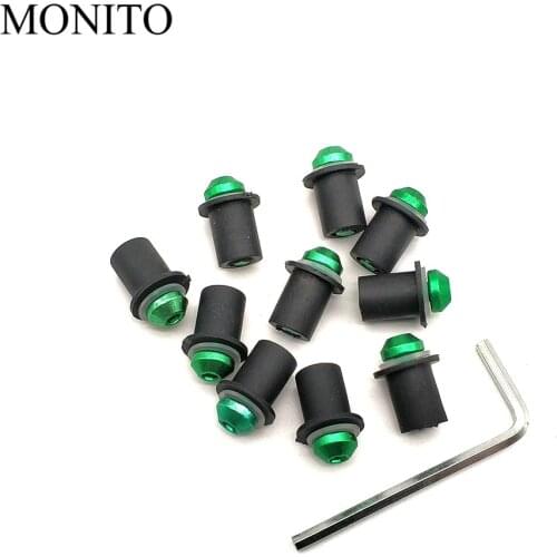 10pcs Universal motorcycle Windshield Spike Bolts Windscreen Screw Nuts for KAWASAKI NINJA 250R Z125 300 ZX6R/636 ZX10R Z750R