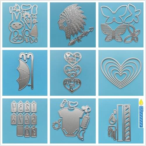 25 Styles) 2021 New Heart Number Animals Metal Cutting Dies DIY Scrapbooking Paper Album Crafts Mould Punch Embossing Stencils