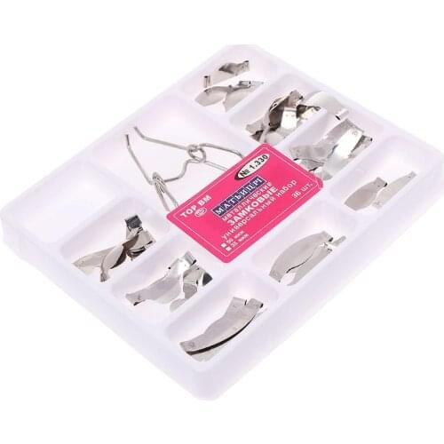 36 pcs Dental Saddle Contoured Metal Matrices Matrix Universal Kit with Spring Clip