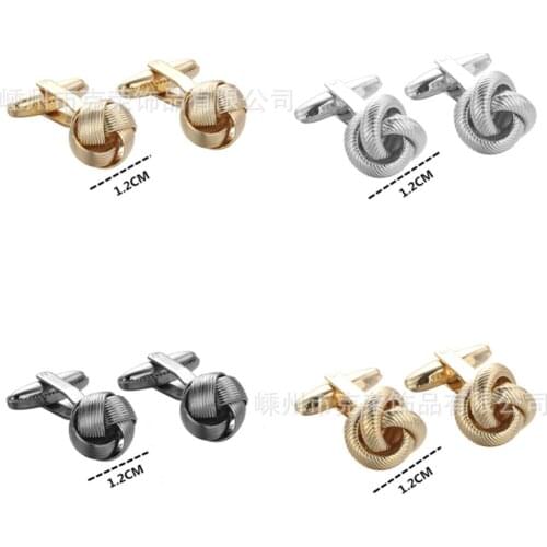 60pairs/lot Alloy Plating Twist Knot Cufflinks Gold/Silver Twist Flower Cuff Links Mens Jewelry Accessory Wholesale