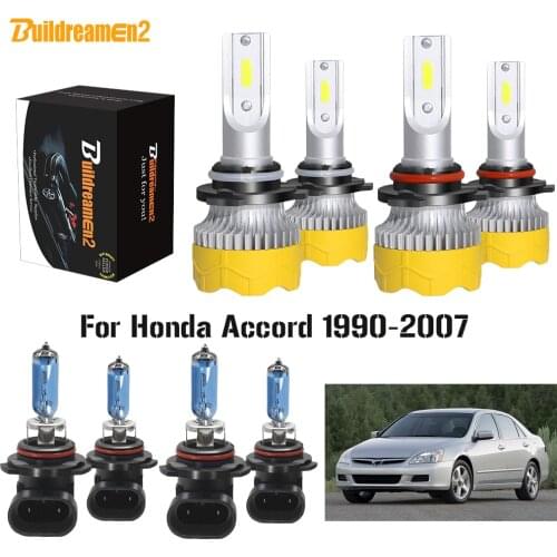 Buildreamen2 4 X Car Styling Headlight High Beam + Low Beam 9006 9005 LED Halogen Headlamp Bulb 12V For Honda Accord 1990-2007