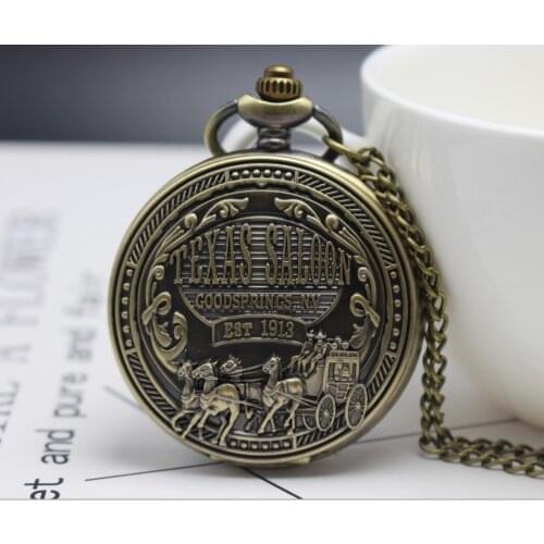 Antiques Bronze Texas car 1913 Men And woman Quartz Flip clock for Gifts for children Necklace pocket watches And men watches