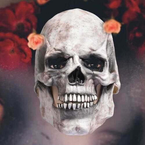 Halloween Skull Face Cover Movable Mouth Halloween Haunted Headgear Horror Skull Mask With Movable Jaw Horror Helmet Scary Mask