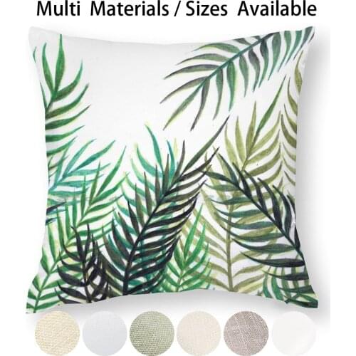 Palm Leaf In Pencil Color Pillow Case Throw Pillow Cover Cotton Linen Flax Coconut Tree Nature Leaf Tropical Exotic Botanical