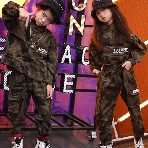 Kids Hip Hop Clothes Camouflage Suit GirlS Special Soldier Walk Show Jazz Street Dance Performance Costume BoyS Hip Hop B1242