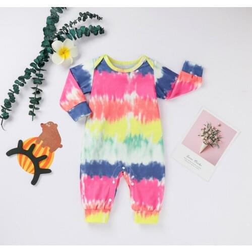 Nwe Baby Girls Boys Bodysuits Toddler Long Sleeves Autumn Winter Clothes Tie-Dye Rainbow Fashion Rompers BABY Outfits Jumpsuits