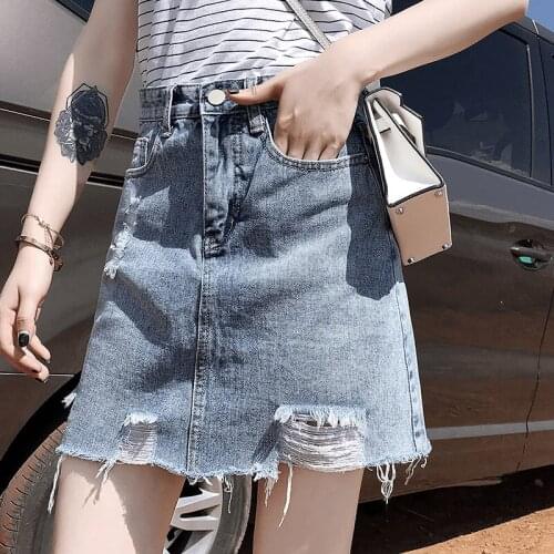 Jeans Shorts Harajuku Punk Y2k Denim Chic Summer High Waist Skirt Sexy Ripped Irregular Fashion New Korean Version 2021