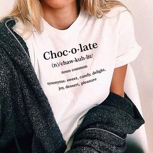 Chocolate Meaning Graphic T-Shirt Funny Graphic Tops Chocolate Noun Common T Shirt Harajuku Summer Tumblr T Shirt Women