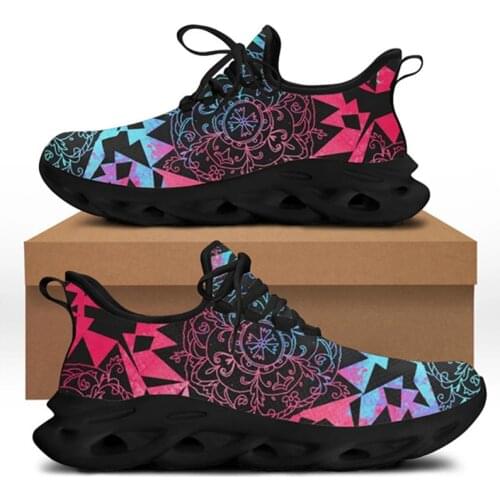 FORUDESIGNS Sneakers Women Abstract Geometric Florals Pattern Ladies Casual Lace-up Shoes Breathable Falt Footwear Scarpe Donna