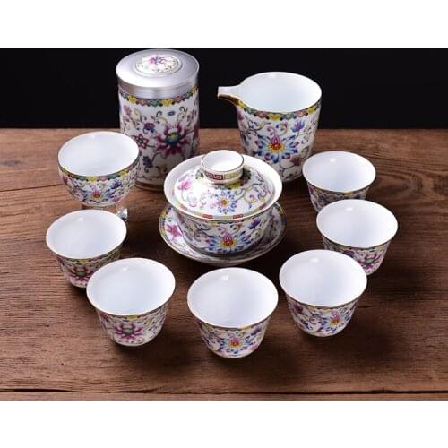 Chinese tea set lunxry kungfu ceremony tea set porcelana china tea set gift