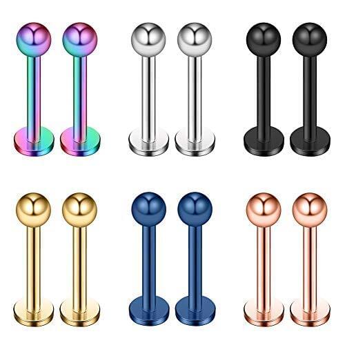 MODRSA 2pcs/lot 3mm Stainless Steel Ball Labret Lip Bar Rings Stud Tragus Helix Cartilage Piercing Body Jewelry