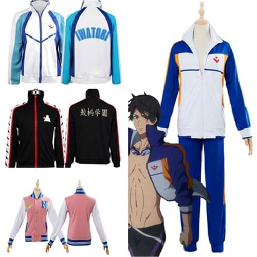 Anime Free Iwatobi Swim Club Nagisa Rin Matsuoka Cosplay Costume Hazuki Nagisa Baseball Uniform Jacket Sweatshirt Pants Outfits