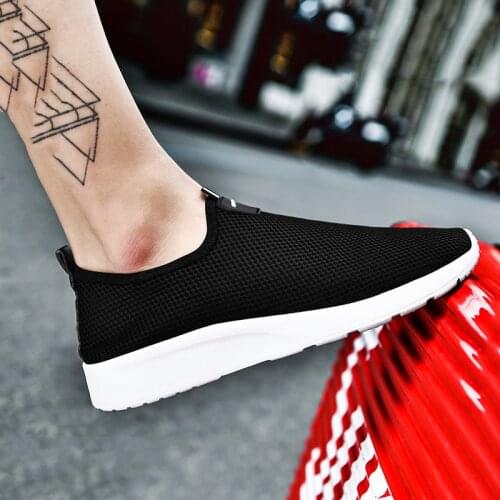 Mens summer beach shoes fashion casual breathable lightweight large size couple sneaker red size 48 comfortable mesh shoes