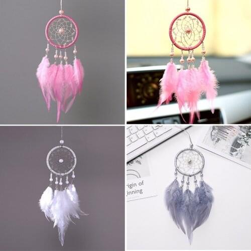 Handmade Dream Catcher Net With Feathers Beads for Wall Hanging Decoration Home Room Decor Mascot Craft Gifts