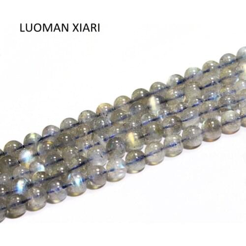 LUOMAN XIARI Round Natural Labradorite Moonstone Stone Beads For Jewelry Making DIY Bracelet Material 4/6/7/ mm Strand 15