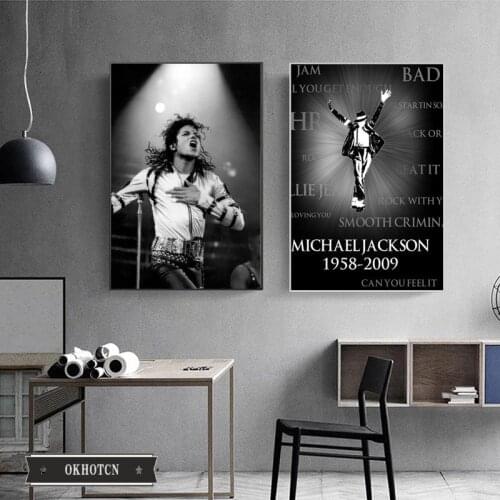 Michael Jackson Dancer Singer Canvas Painting Classical Black and White Photo Prints Poster Wall Art Pictures Vogue Home Decor