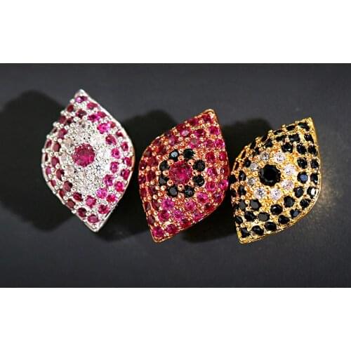 1 Pieces/Lot Copper DIY Accessories Eye Shape Rose Gold Color Copper Inlaid Colorful Zircon For Handmade Bracelet 2020 Jewelry