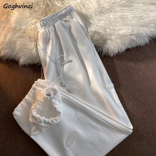 Fashionable Straight Drawstring Pants Women Leisure Bundle Sweatpants Student Korean Style Wide-leg High Waist Trousers Harajuku