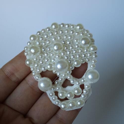 Fashion pearl rhinestone beaded patches for clothing DIY skull sewing patch embroidered applique decorative sequins Parches