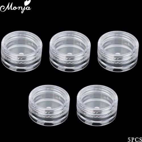 Monja 5 Pcs/Set Transparent Nail Art Plastic Empty Box Rhinestone Bead Sequins Powder Nail Decoration Storage Case Manicure Tool