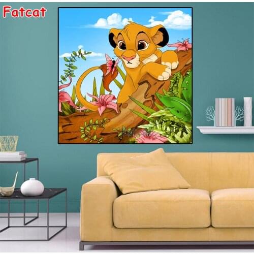 Cartoon lion king diy Diamond painting 5d cross stitch full square round animal diamond embroidery stitch kids room decor PP2208