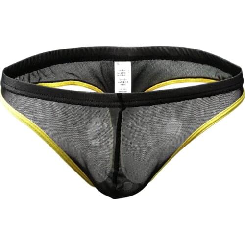 Men Underwear Thongs Summer Transparent Thong Sexy Mesh Soft Breathable Underpants Bikini Design Briefs See-through G-string