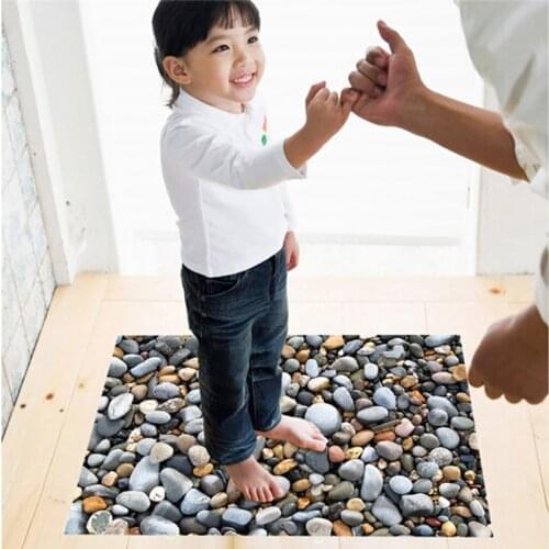 Non-Slip Pebble Bathroom Bath Mat PVC Bathroom Shower Kitchen Floor 3D Stickers Mats Home Bathroom Decor Mat Set